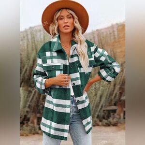 Plaid drop shoulder, flap pocket coats.